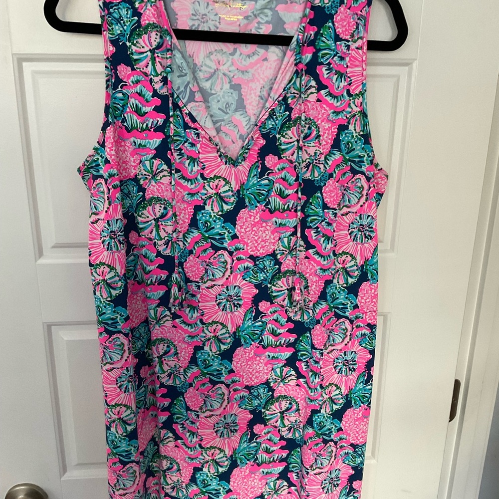 Lilly Pulitzer Johana Cover Up Dress in Oyster Bay Navy - Picture 2 of 7